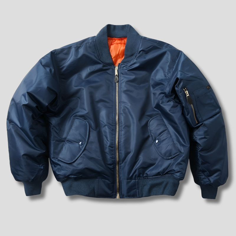 Men's classic bomber jacket in navy blue