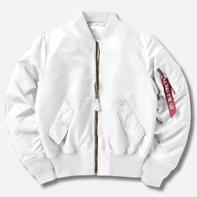 Men's classic bomber jacket in white