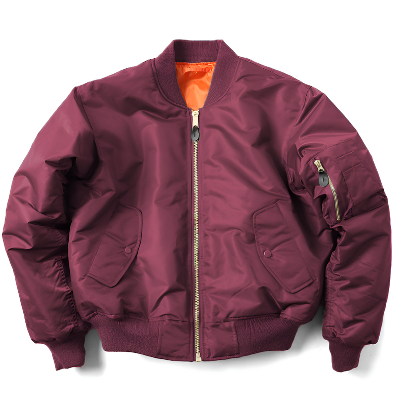 Men's classic bomber jacket in burgundy