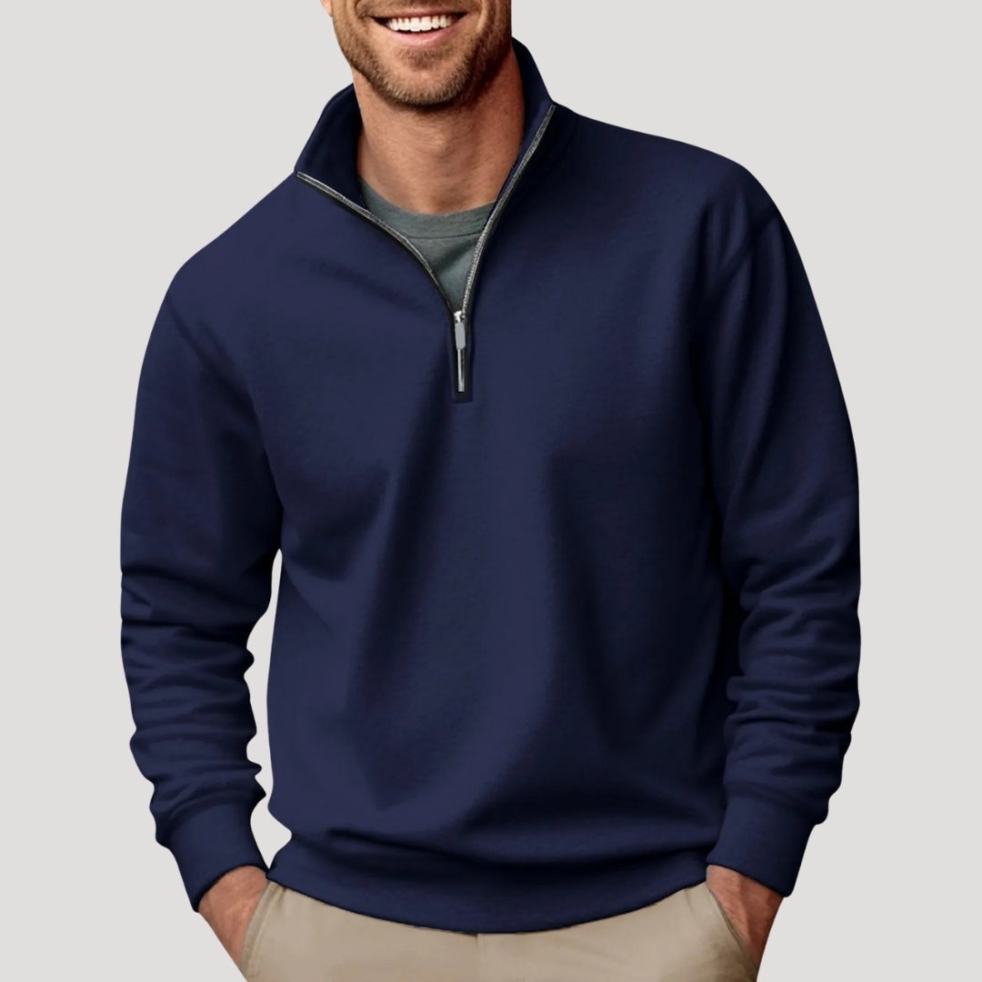 Men's classic quarter-zip pullover in navy blue