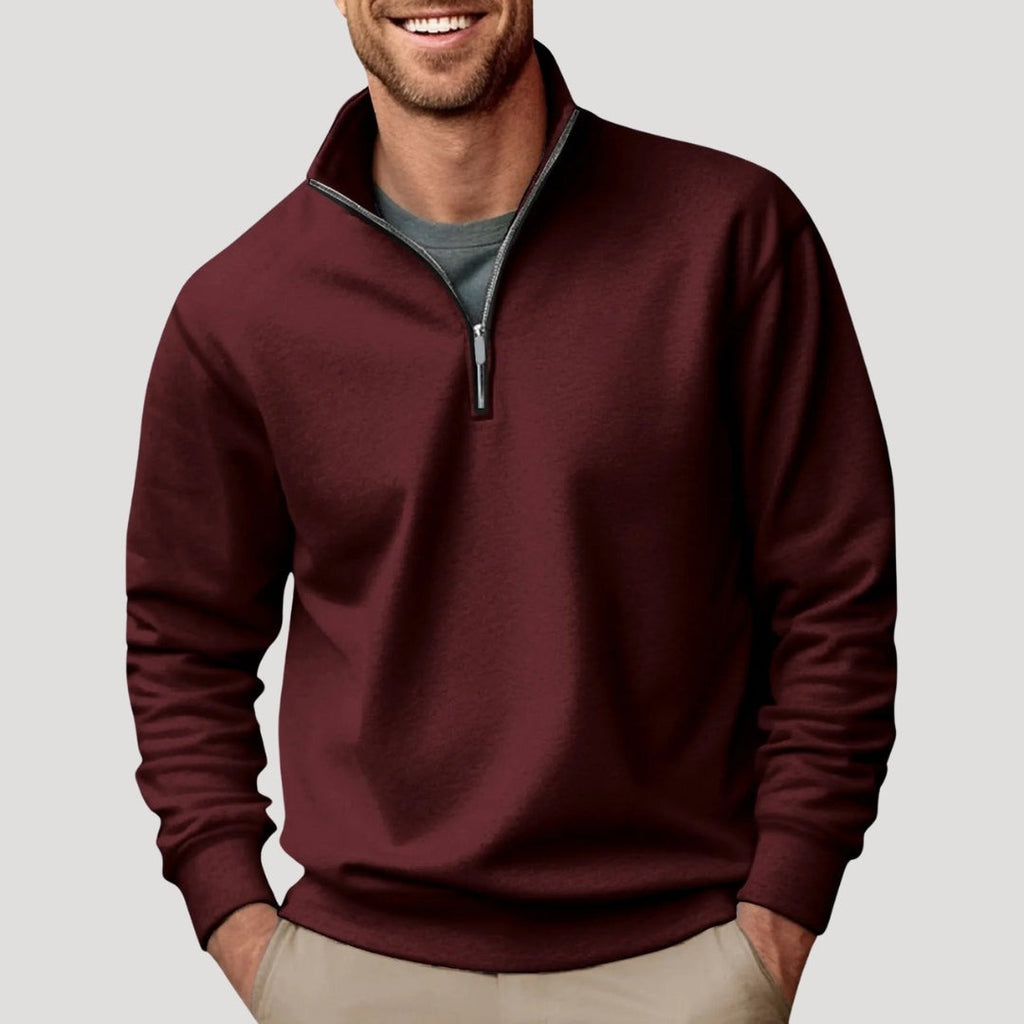 Men's classic quarter-zip pullover in burgundy