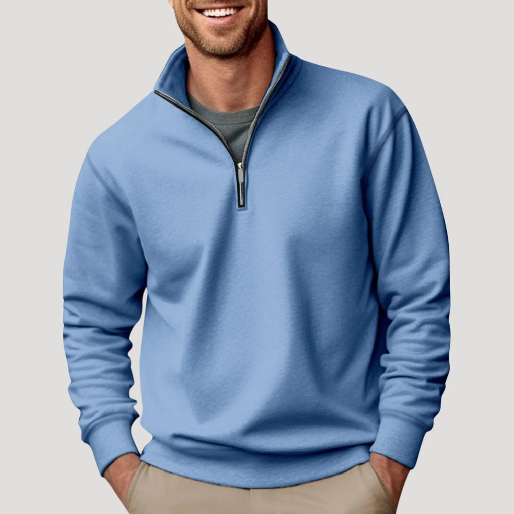 Men's classic quarter-zip pullover in light blue