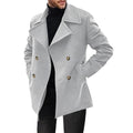 Men's double-breasted pea coat in light grey