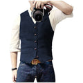 Men's herringbone waistcoat in navy blue