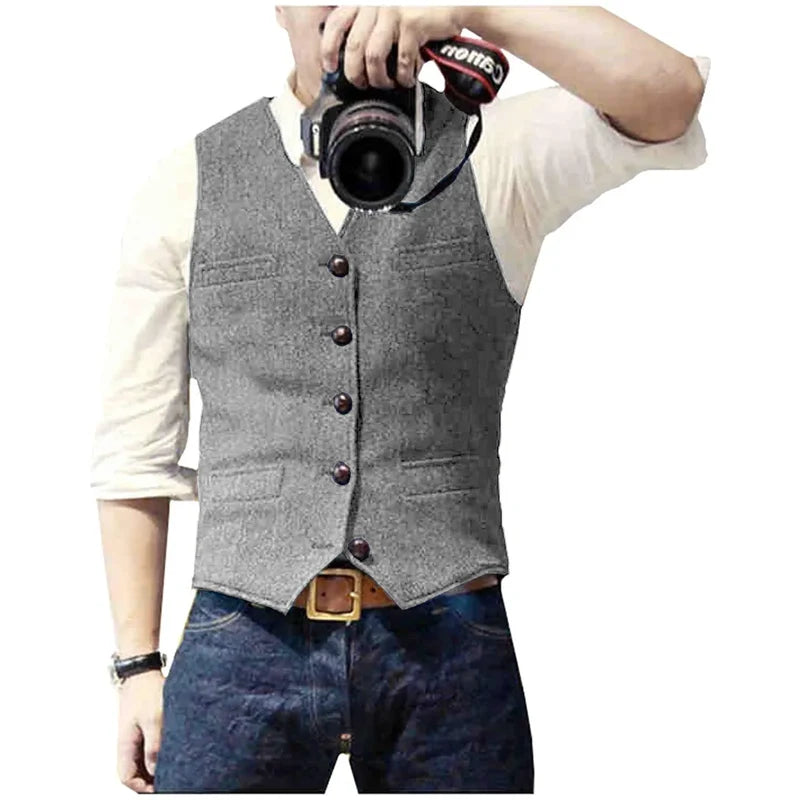 Men's herringbone waistcoat in silver