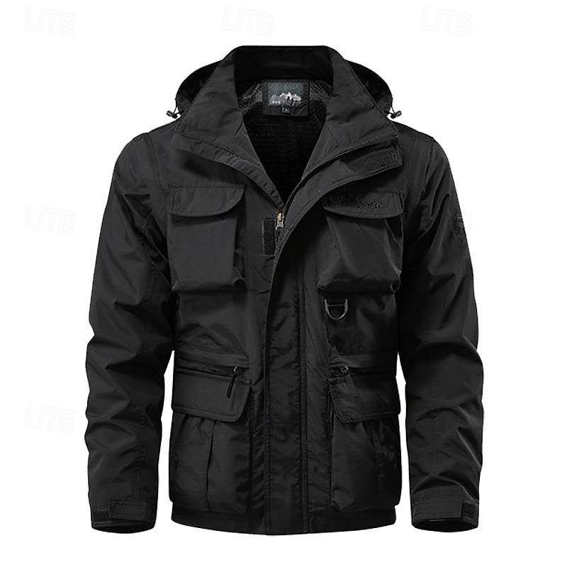 Men's hooded explorer jacket in black