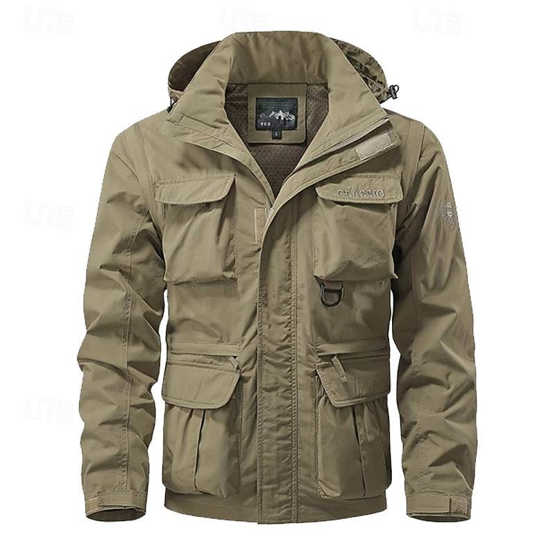 Men's hooded explorer jacket in khaki