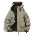 Men's hooded jacket with zip pockets in khaki