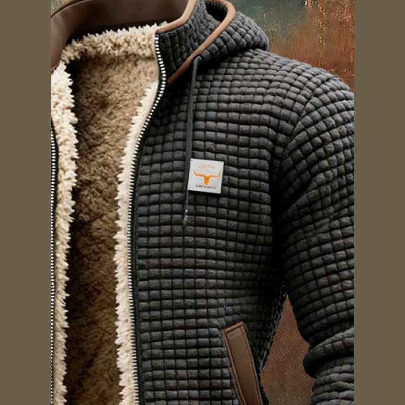 Close-up of the teddy lining and chest patch