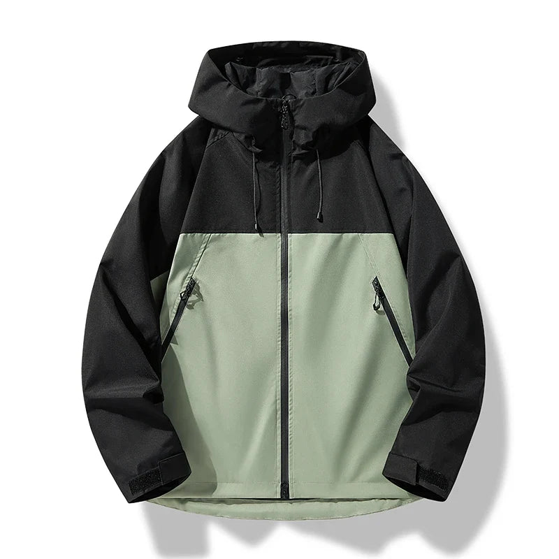 Men's hooded shell jacket in black sage green
