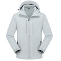 Men's hooded softshell jacket with zip front in light grey