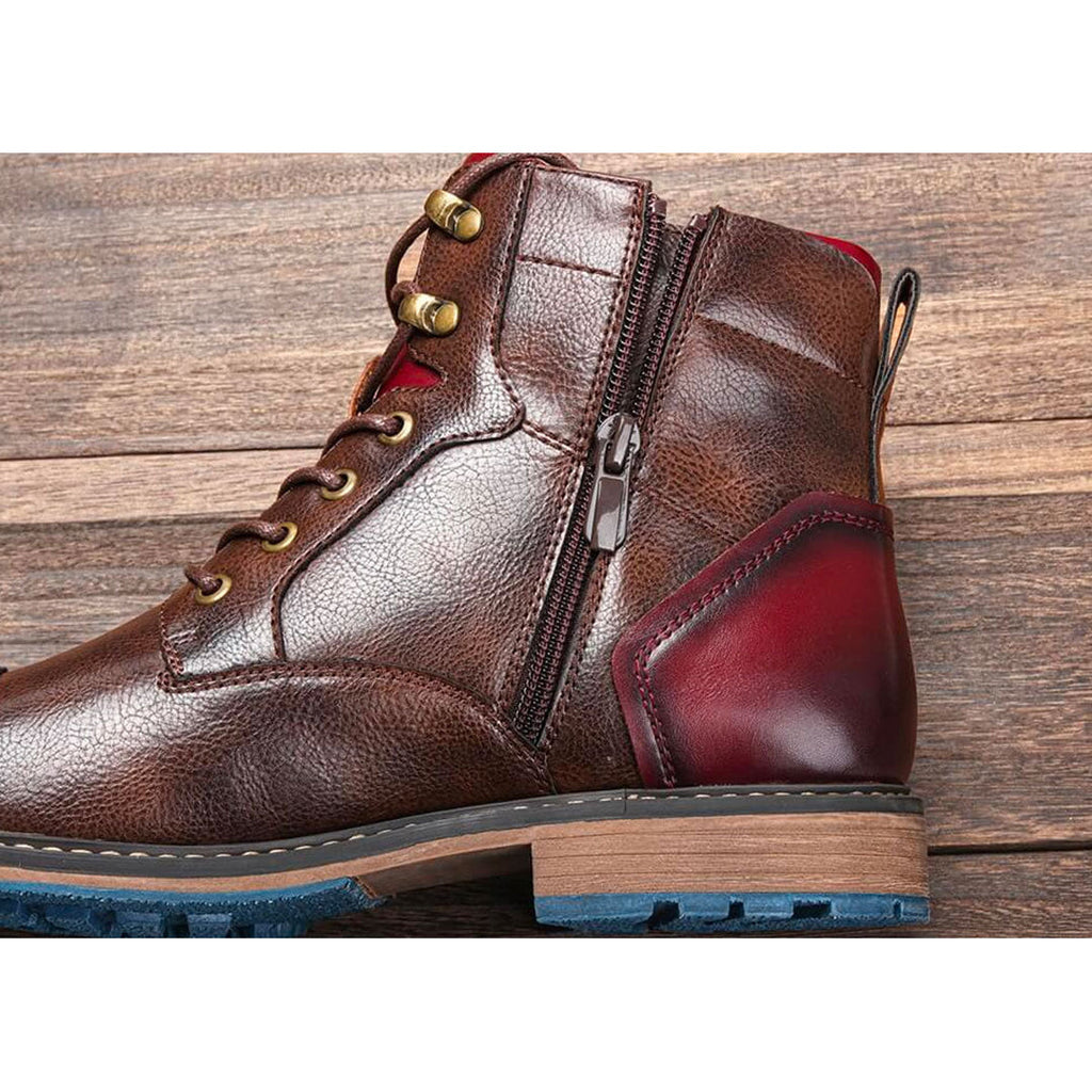 Men's brown ankle boot with side zip – side view