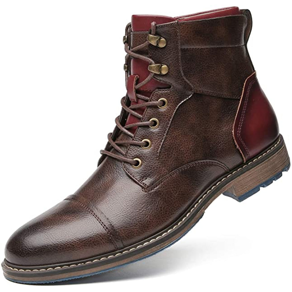Men's brown cap toe ankle boot – side view