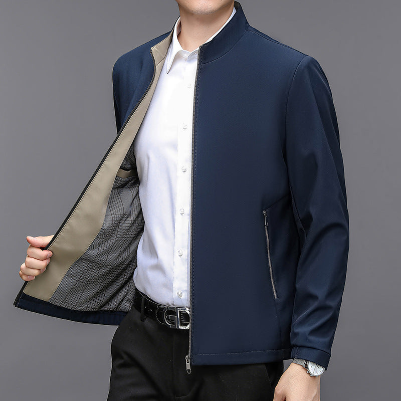 Men's Lightweight Zip Jacket with Stand Collar for Spring Autumn