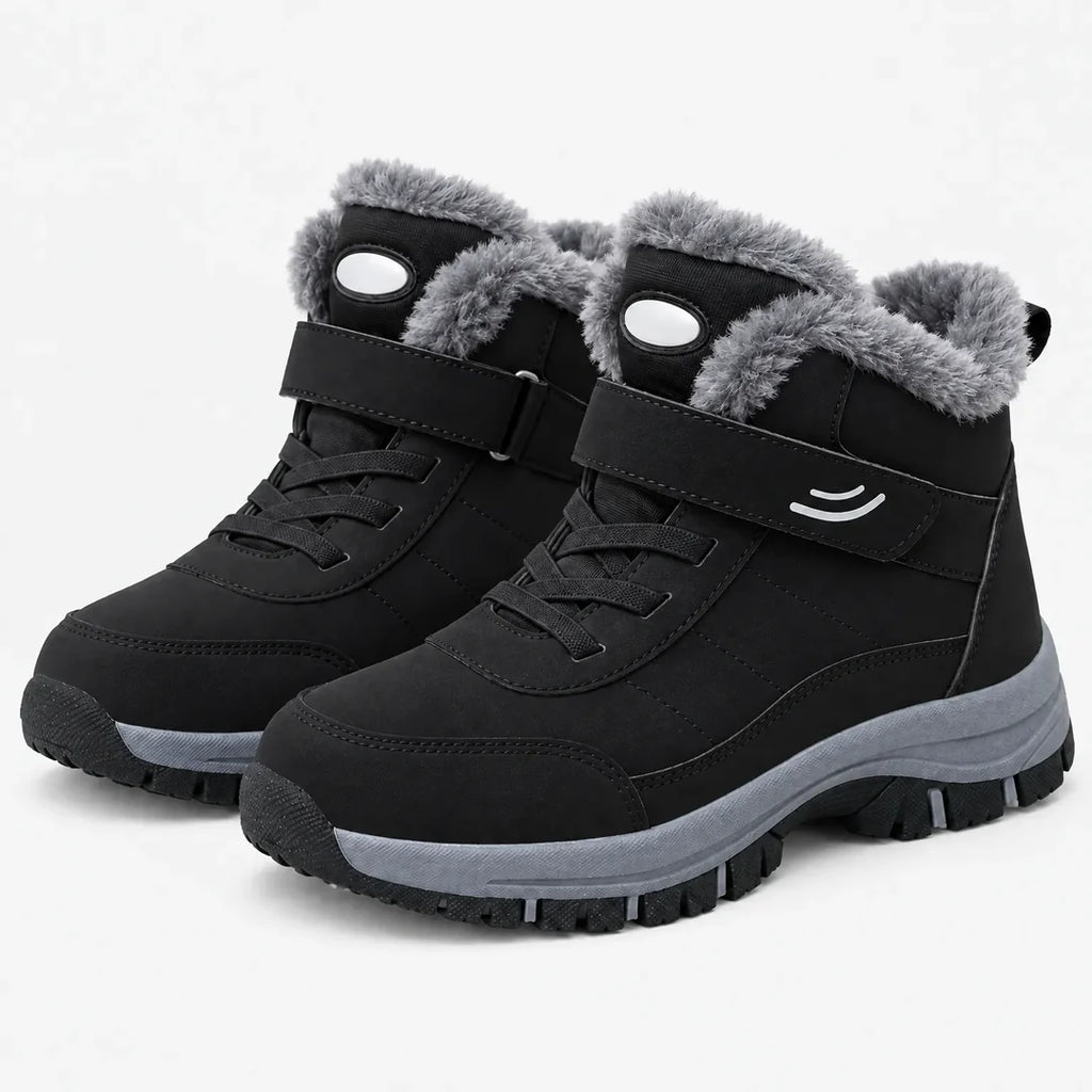 Pair of men's black lined winter ankle boots