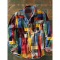 Men's long sleeve patchwork shirt in multicolour