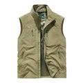 Men's outdoor zip vest in khaki