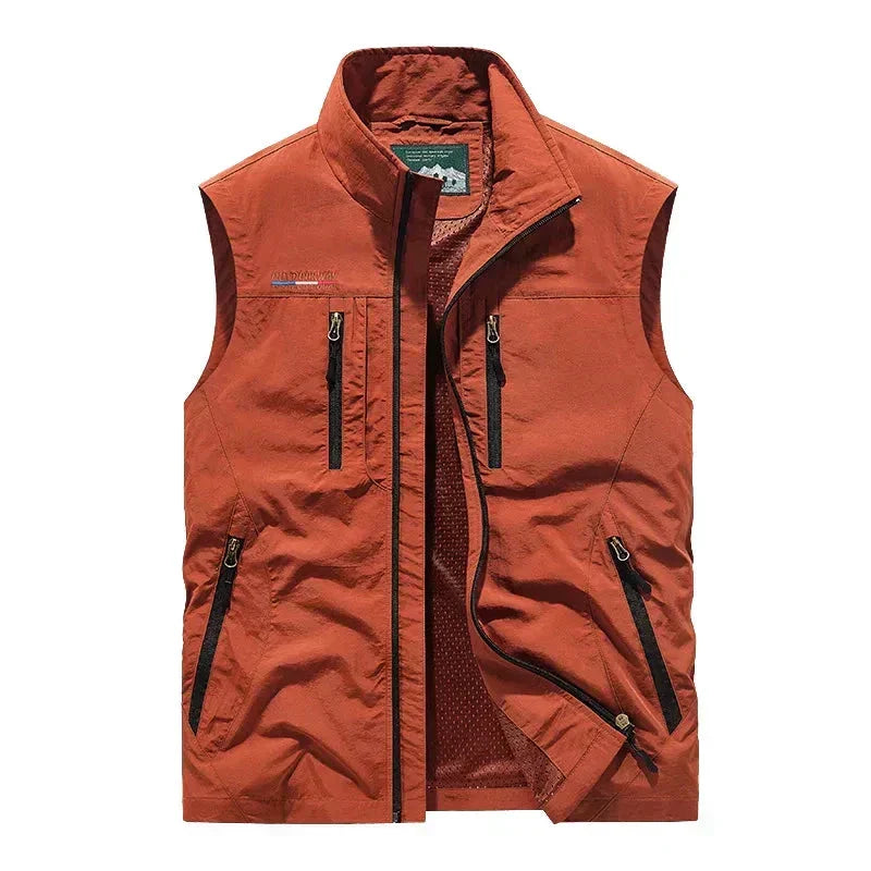 Men's outdoor zip vest in orange