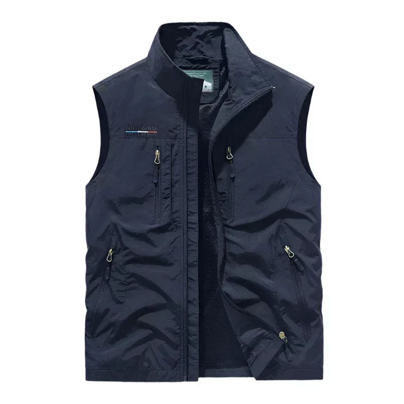 Men's outdoor zip vest in dark blue