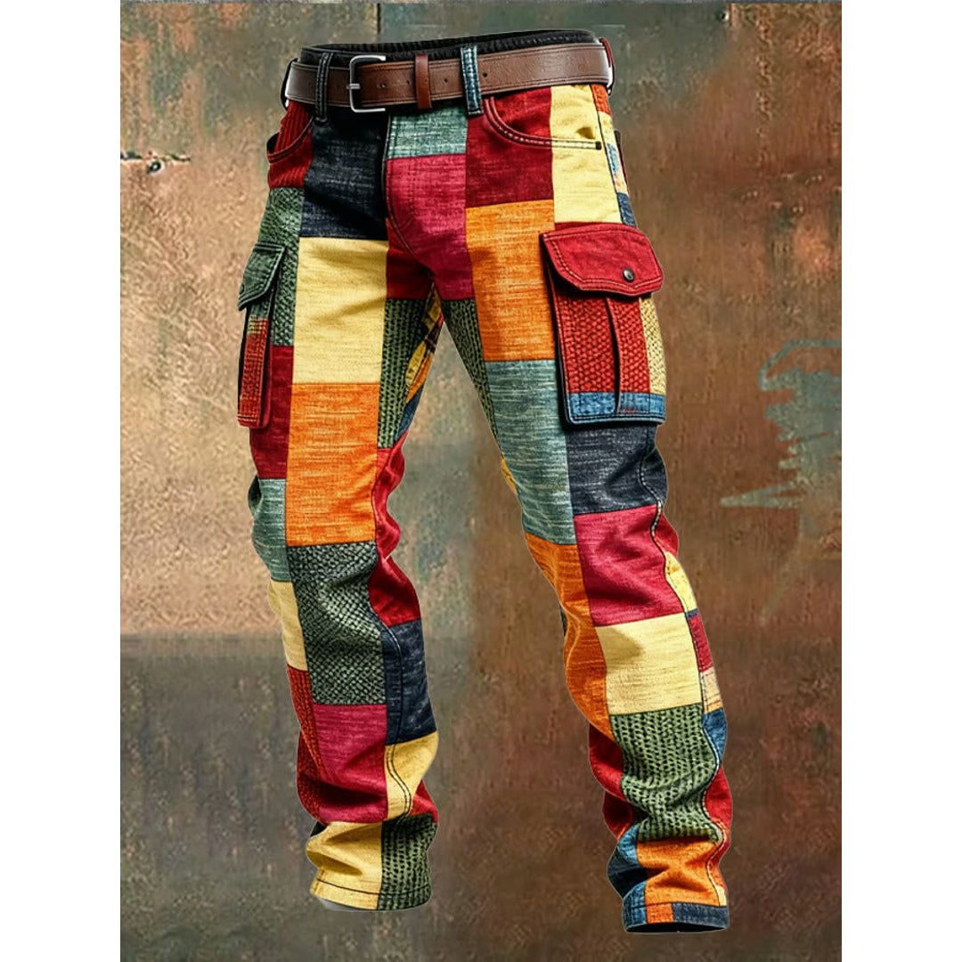 Men's patchwork cargo trousers – side view