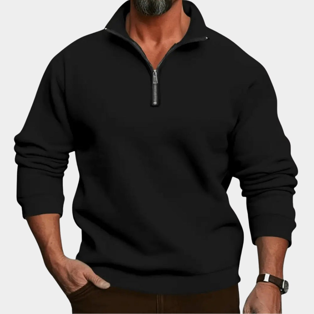 Men's plain half-zip sweatshirt in black
