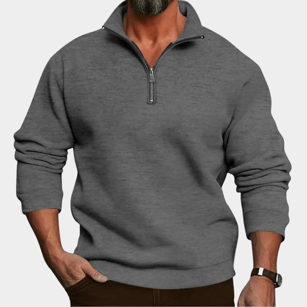Men's plain half-zip sweatshirt in dark grey