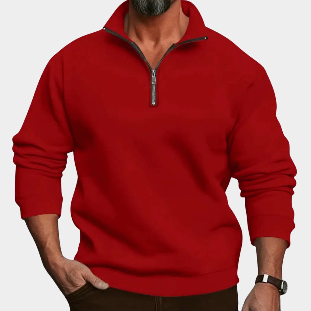 Men's plain half-zip sweatshirt in red