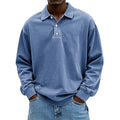 Men's polo collar sweatshirt in blue