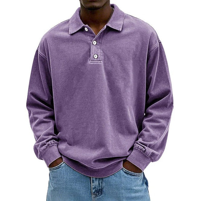 Men's polo collar sweatshirt in purple