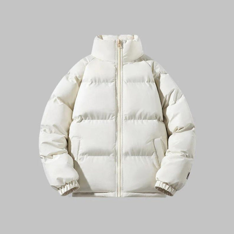 Men's white puffer jacket – closed front