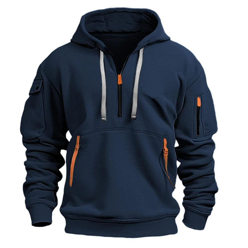 Men's Pullover Hoodie with Zip Pockets for Everyday Wear