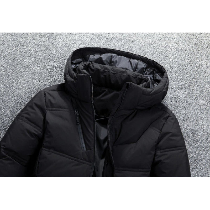 Men's quilted winter jacket with detachable hood – detail view