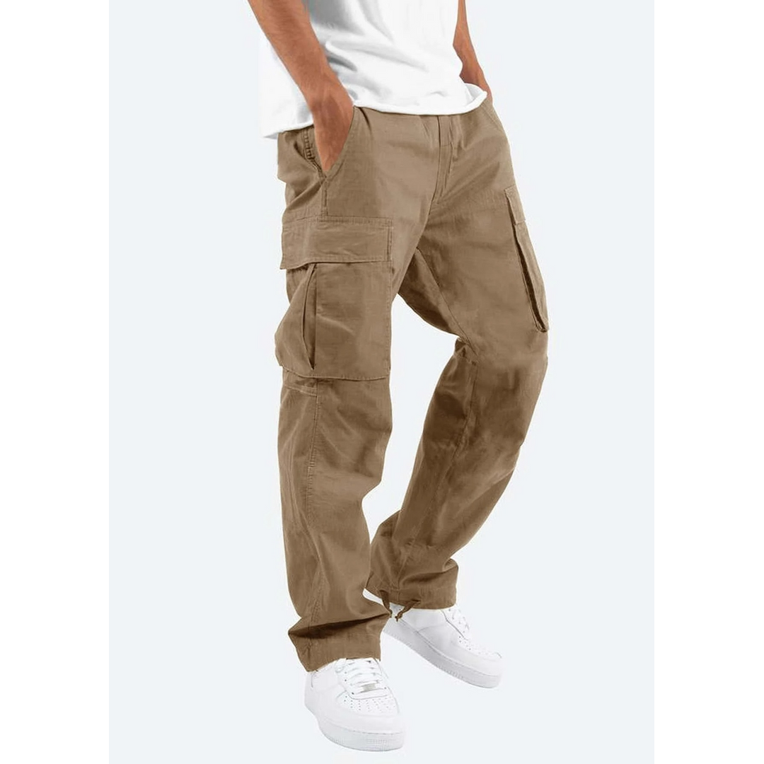 Men's khaki relaxed cargo trousers