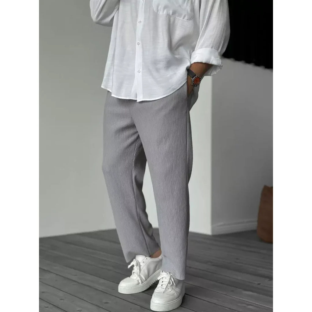 Men's grey relaxed straight leg trousers