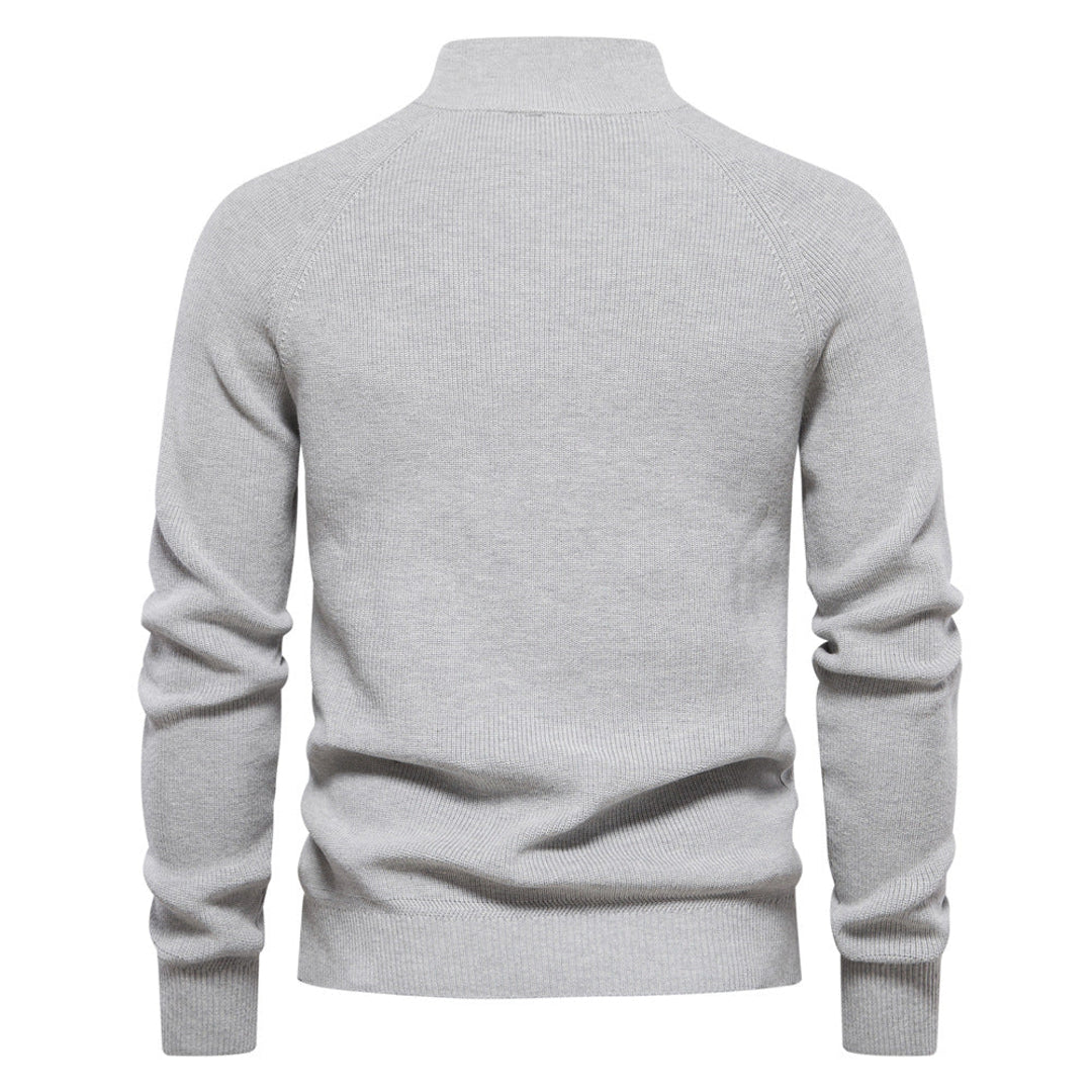Men's grey half-zip sweater – back view