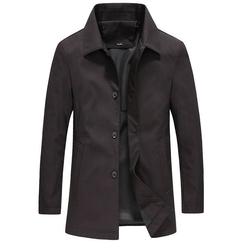 Men's single-breasted coat in black