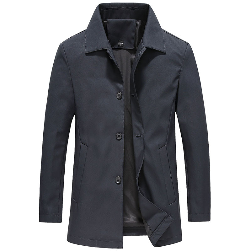 Men's single-breasted coat in navy blue