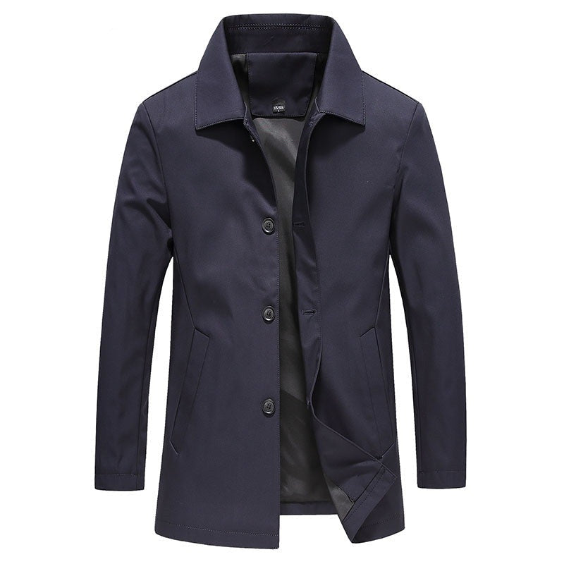 Men's single-breasted coat in blue