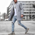 Men's single-breasted long coat in grey