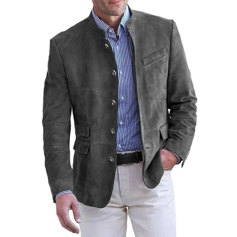Men's structured single-breasted blazer in grey