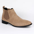 Men's beige suede-look Chelsea boot – side view