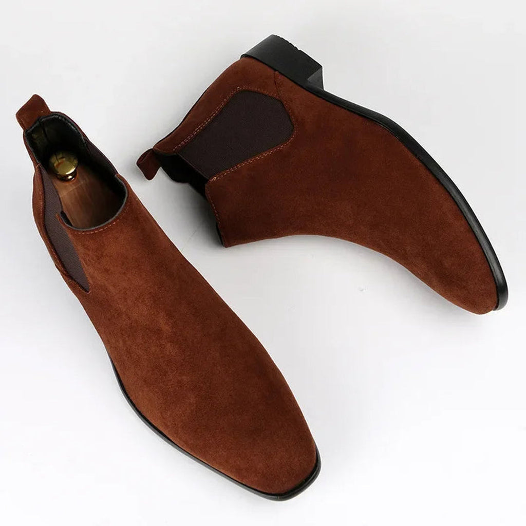 Men's brown Chelsea boots – top view