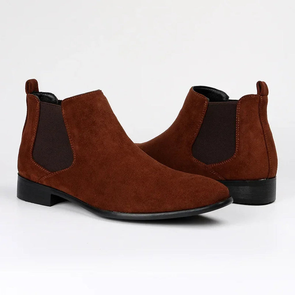 Pair of men's brown suede-look Chelsea boots