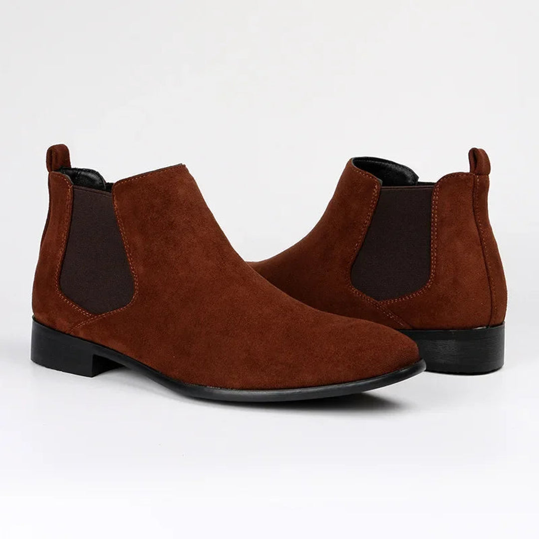 Pair of men's brown suede-look Chelsea boots