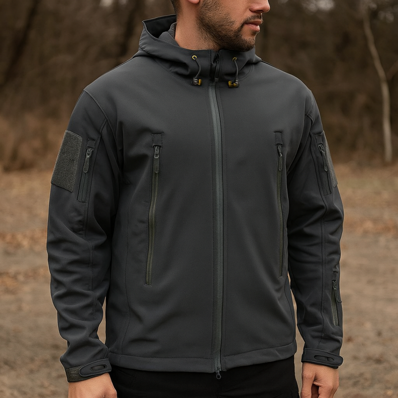 Men's tactical hooded jacket in black