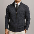 Men's textured knit zip cardigan in grey