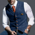Men's tweed-look waistcoat in blue