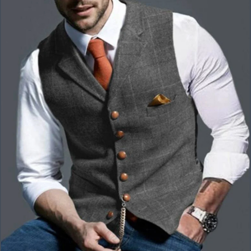 Men's tweed-look waistcoat in grey