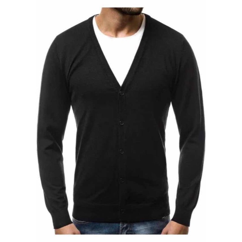 Men's V-Neck Button Cardigan with Slim Fit for Office and Weekend