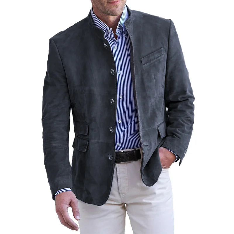 Men's vintage textured blazer in navy blue